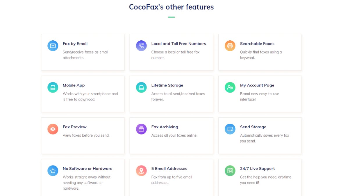 Cocofax Other Features
